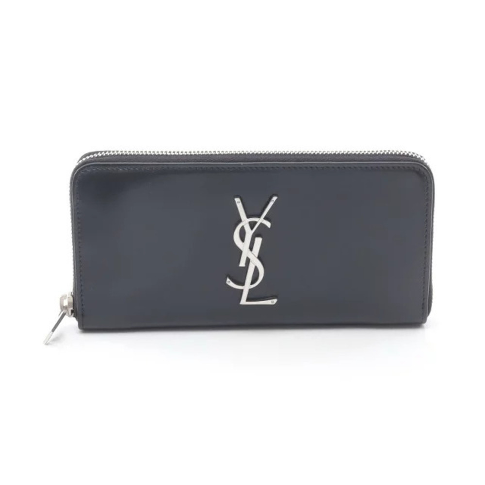 Saint Laurent Paris Monogram Round Zip Wallet Leather Black